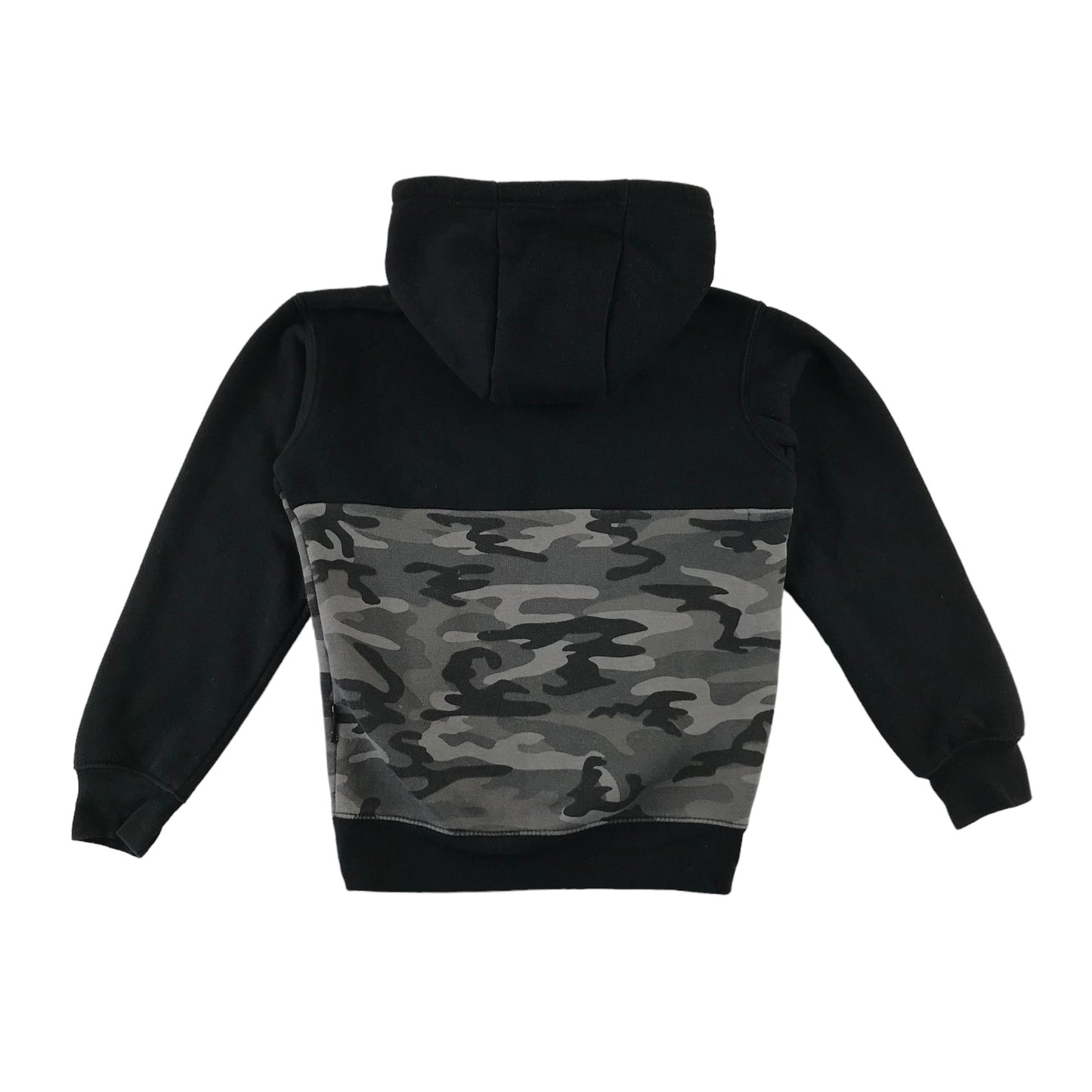 Bench hoodie 7-8 years black panelled grey camo half zipper