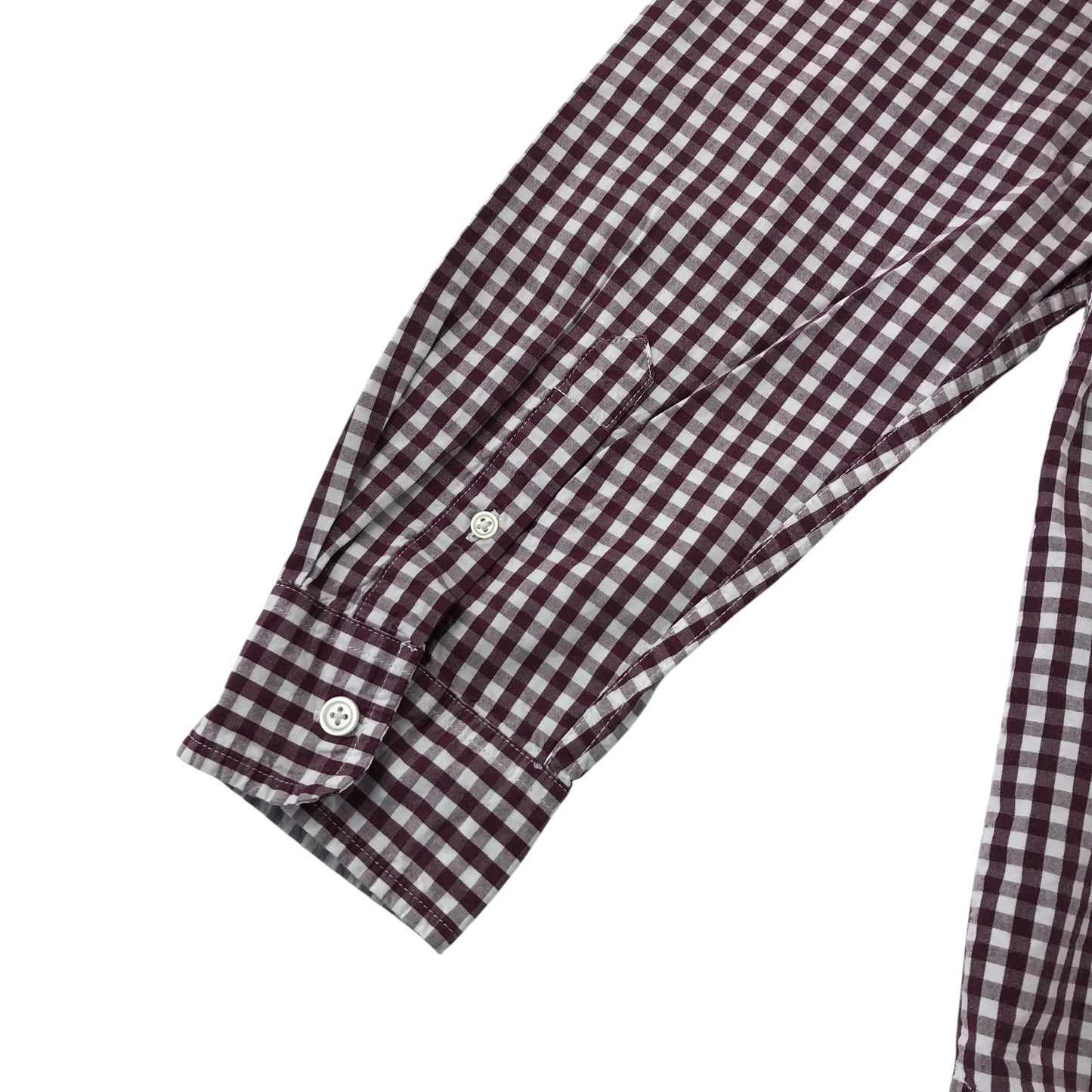 John Lewis shirt men's L burgundy and white checked button up long sleeve cotton