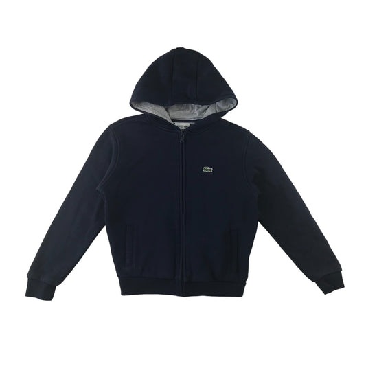 Lacoste Hoodie Age 10 Navy Blue Plain Full Zipper with Logo