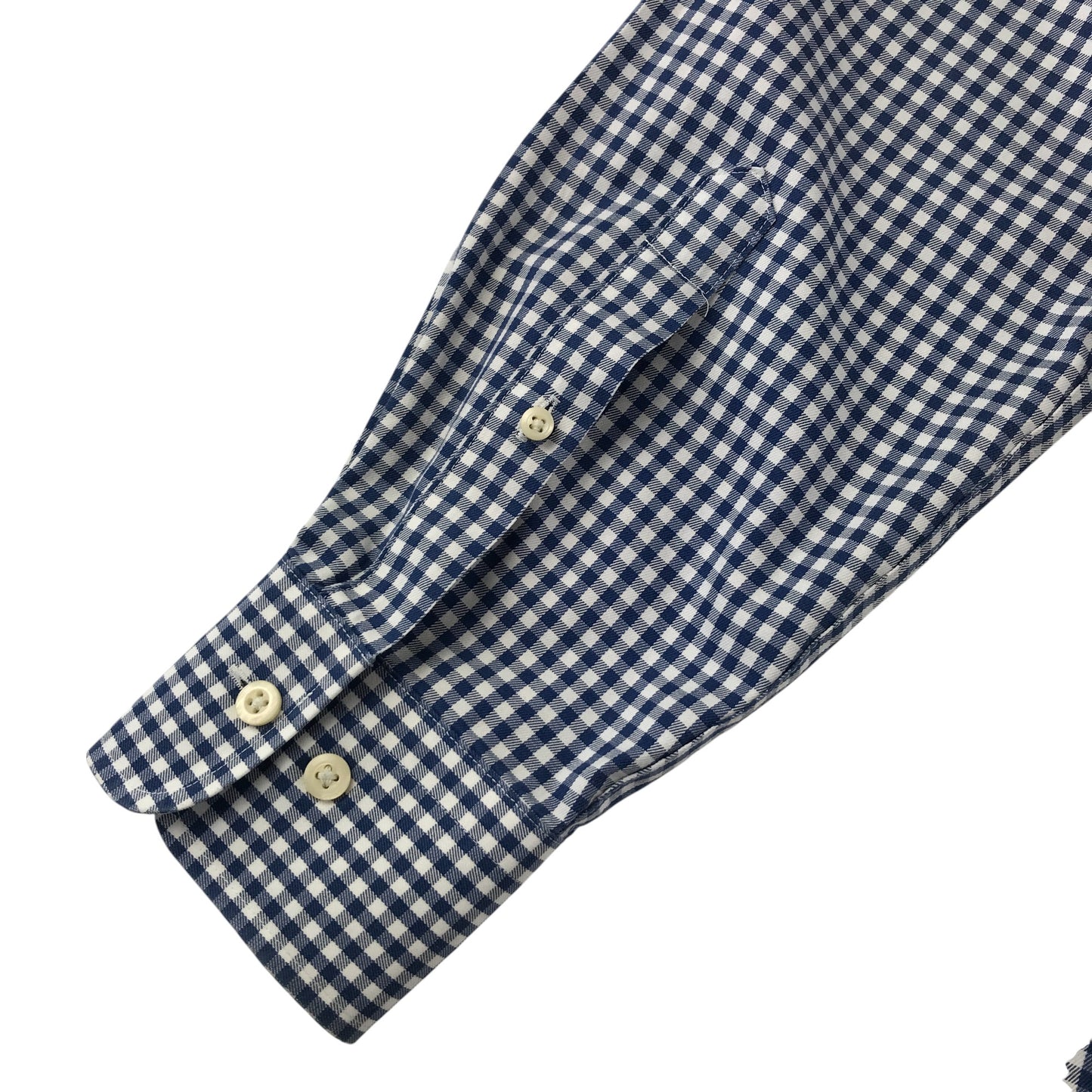 Peter Millar shirt men's L blue and white checked button up long sleeve cotton