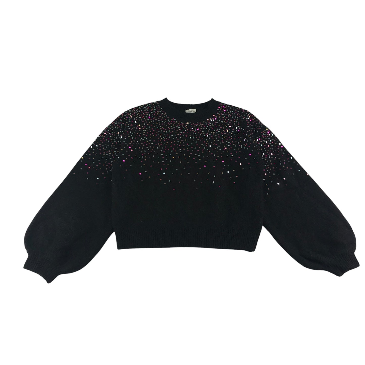 F&F jumper 10-11 years black cropped sparkly sequins