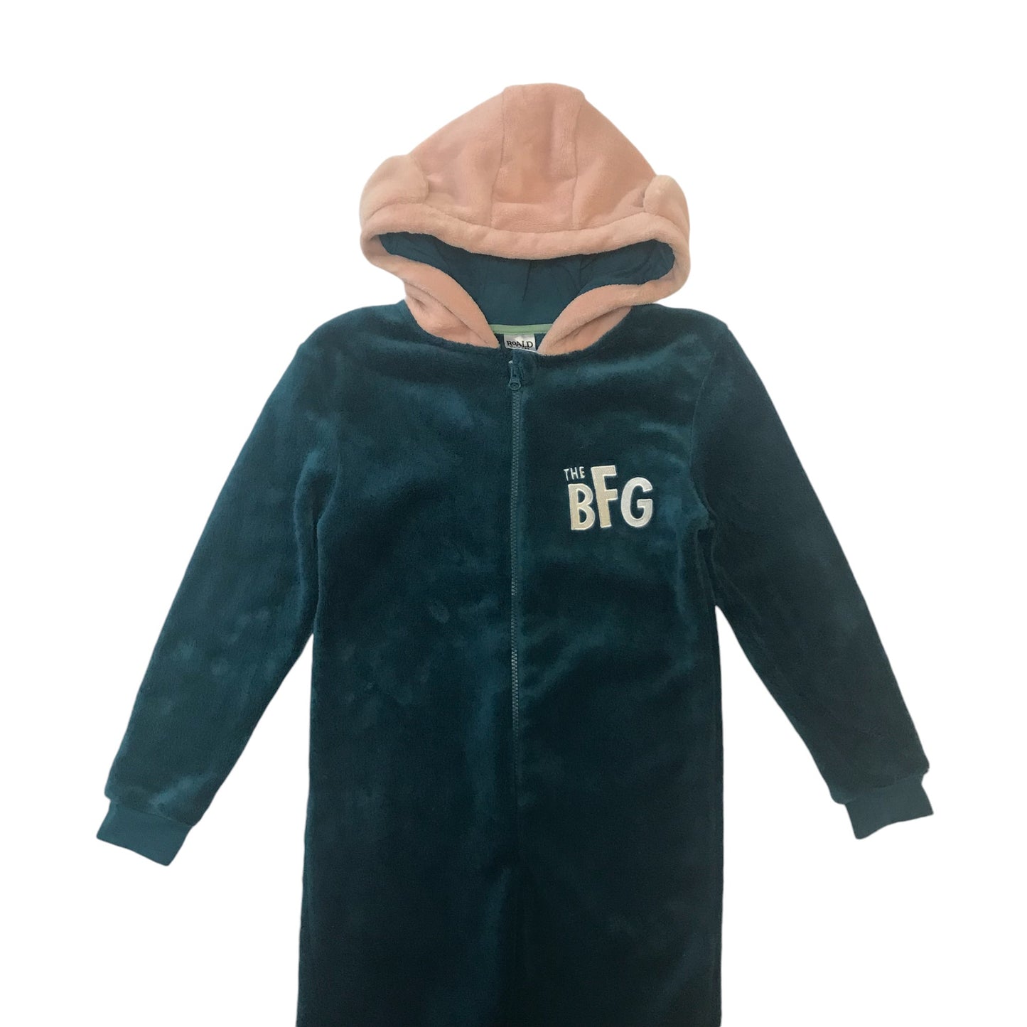 Roald Dahl BFG onesie 9-10 years teal fluffy with zipper and hood