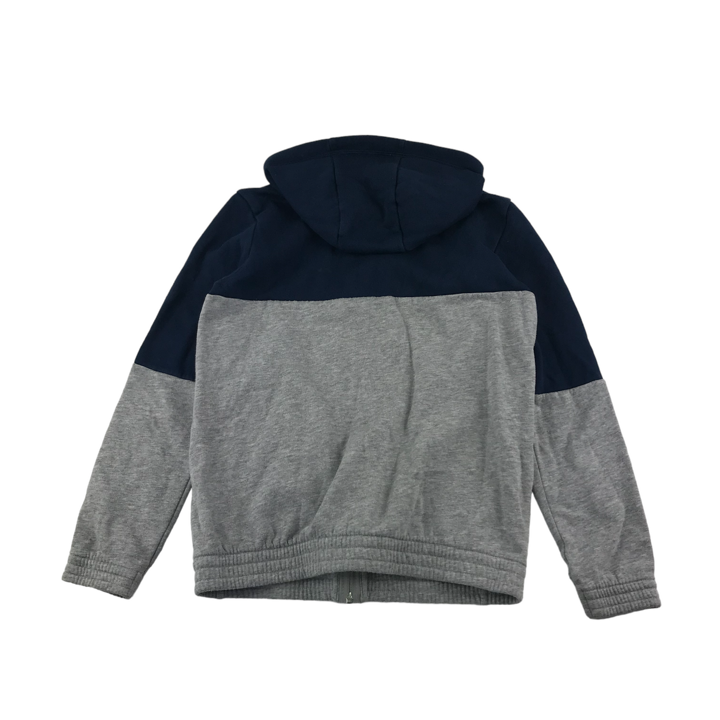 Adidas Hoodie Age 11 Navy Grey Panelled Logo Pullover