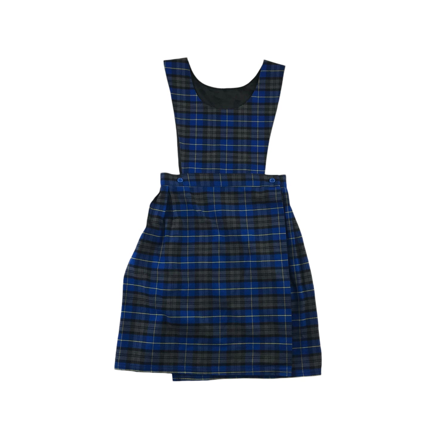 Blue grey and yellow Tartan School Pinafore