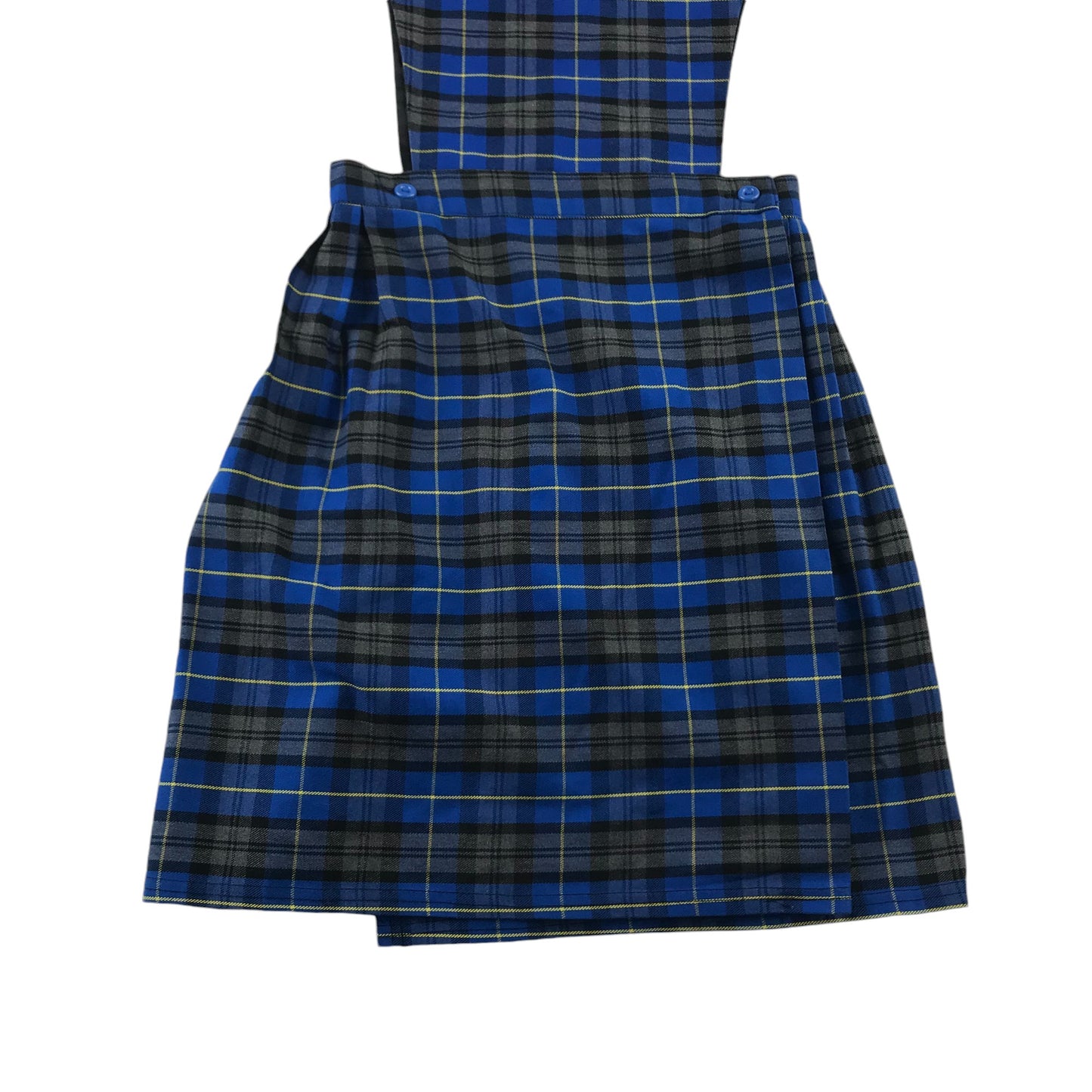 Blue grey and yellow Tartan School Pinafore