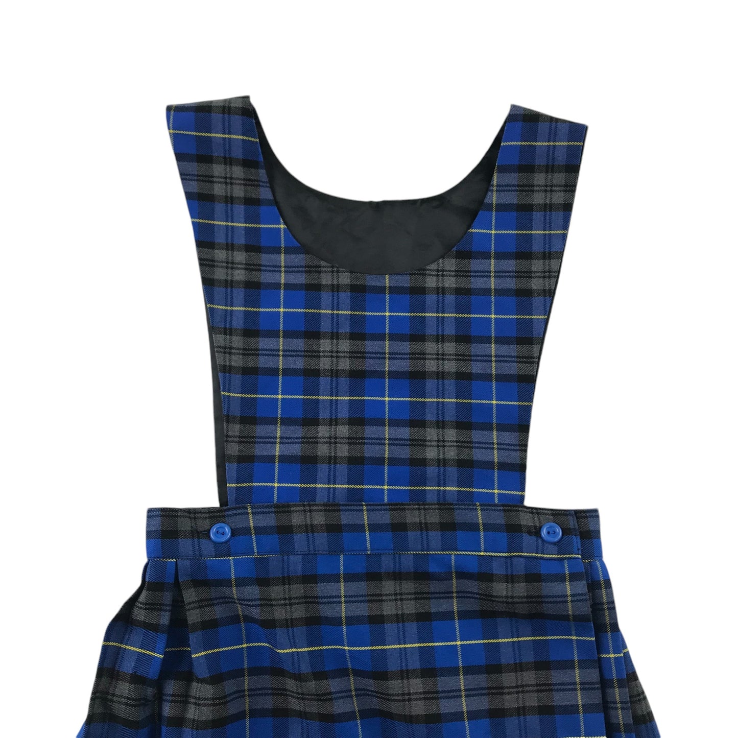 Blue grey and yellow Tartan School Pinafore