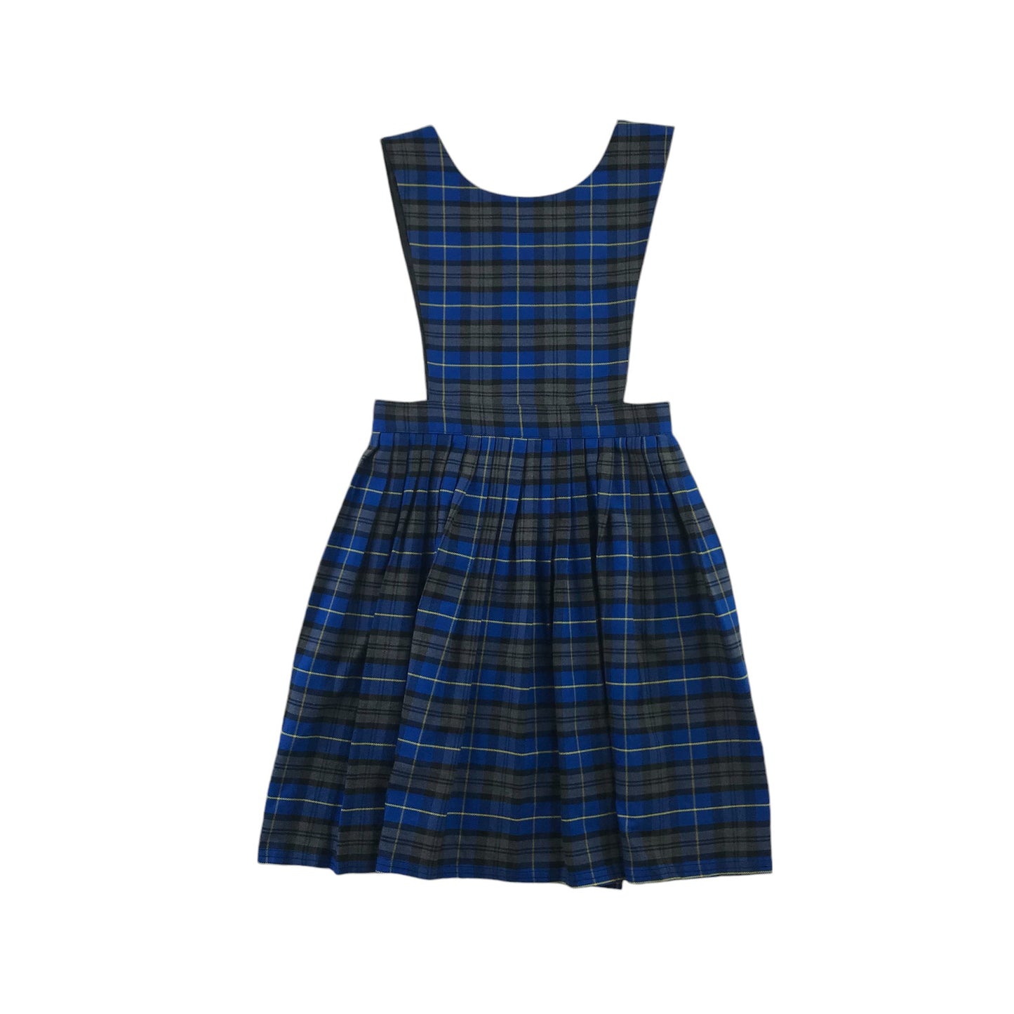 Blue grey and yellow Tartan School Pinafore