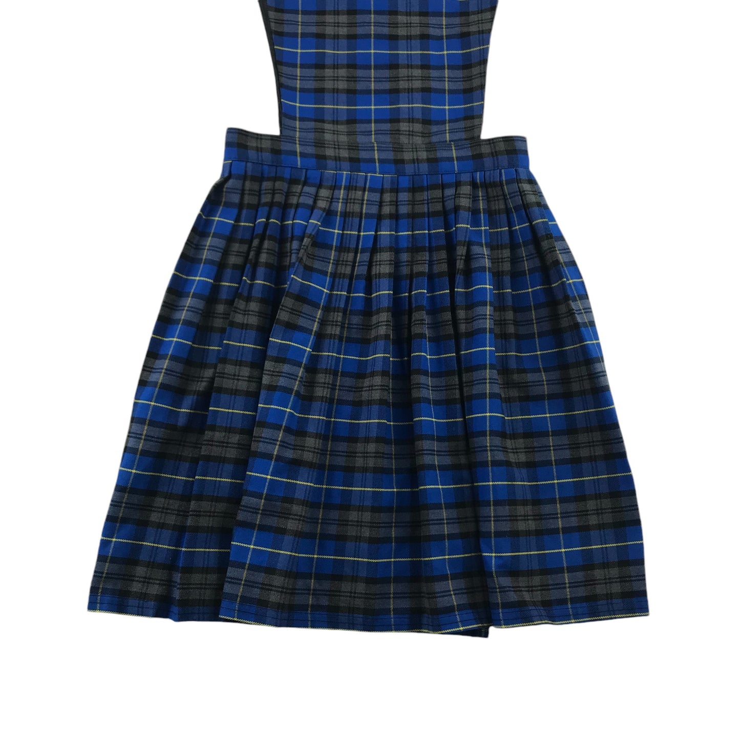 Blue grey and yellow Tartan School Pinafore