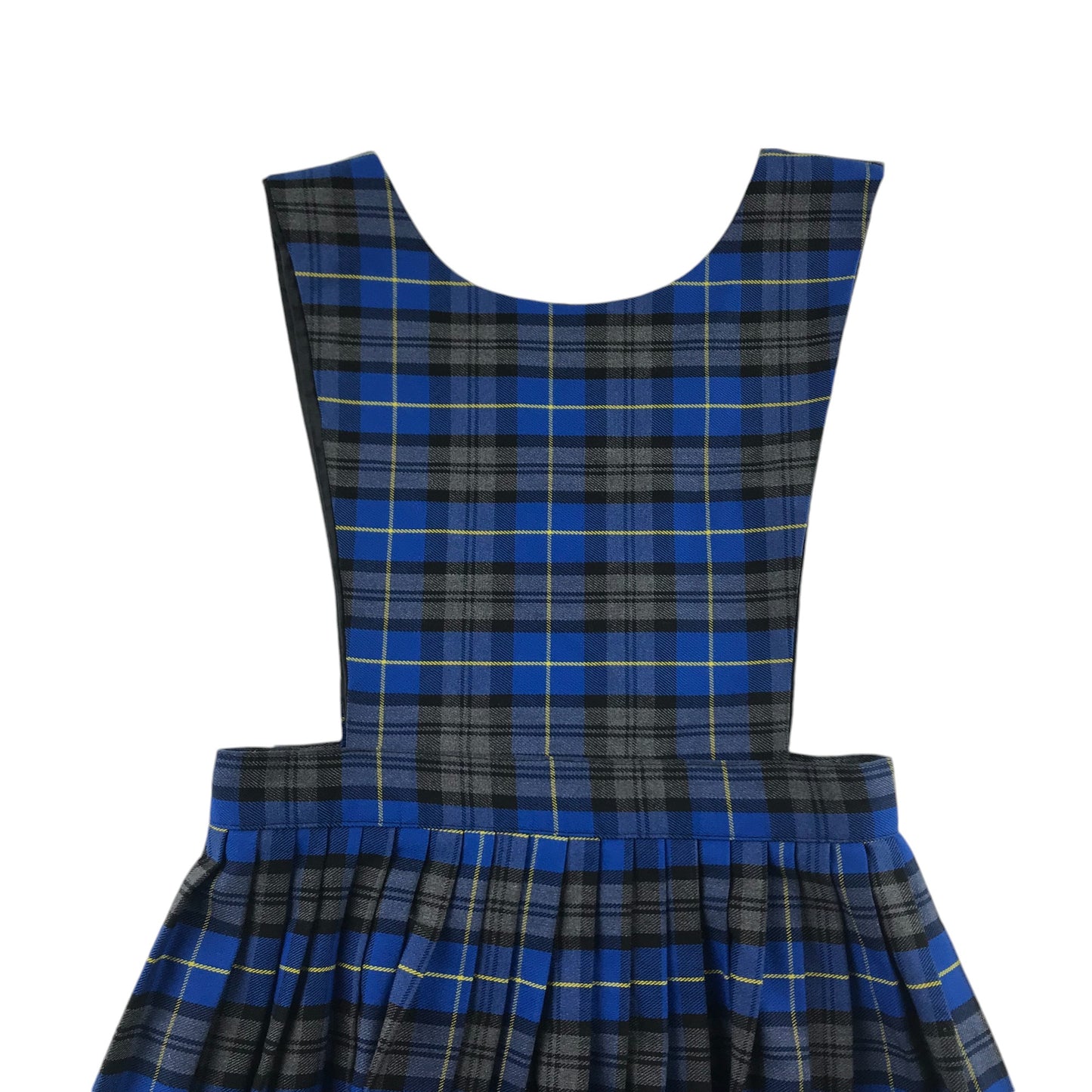 Blue grey and yellow Tartan School Pinafore