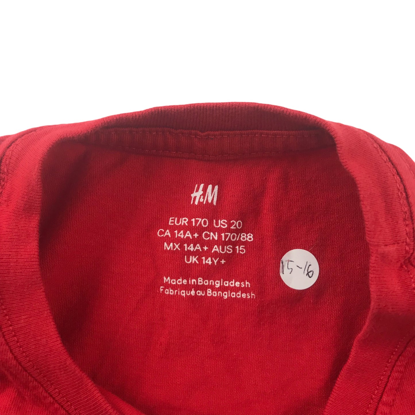 H&M Festive T-Shirt 14-15 Years Red Santa Skater Graphic Print