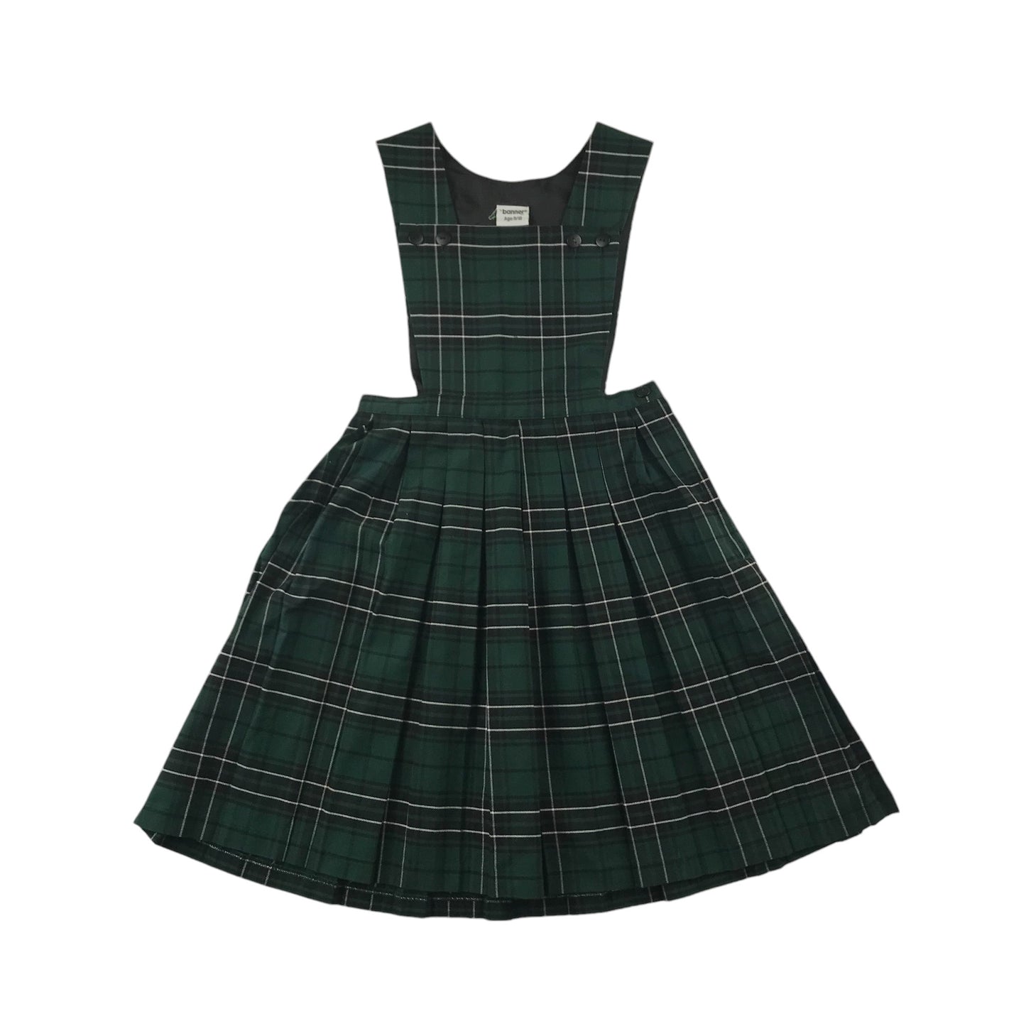 Green Tartan School Pinafore