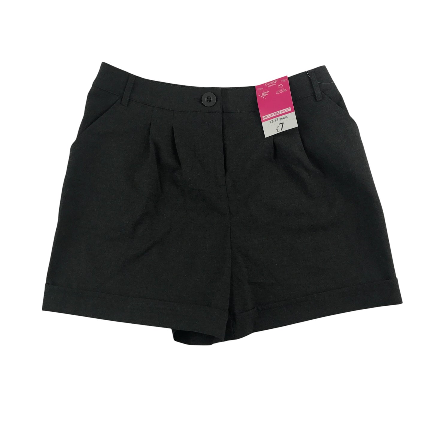 George girls school shorts 12-13 years grey dress material with slight stretch