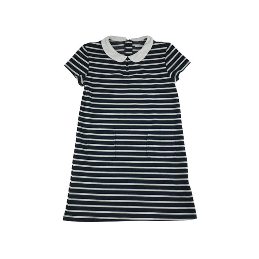 Monoprix Dress Age 11 Black White Stripy A-line Collared