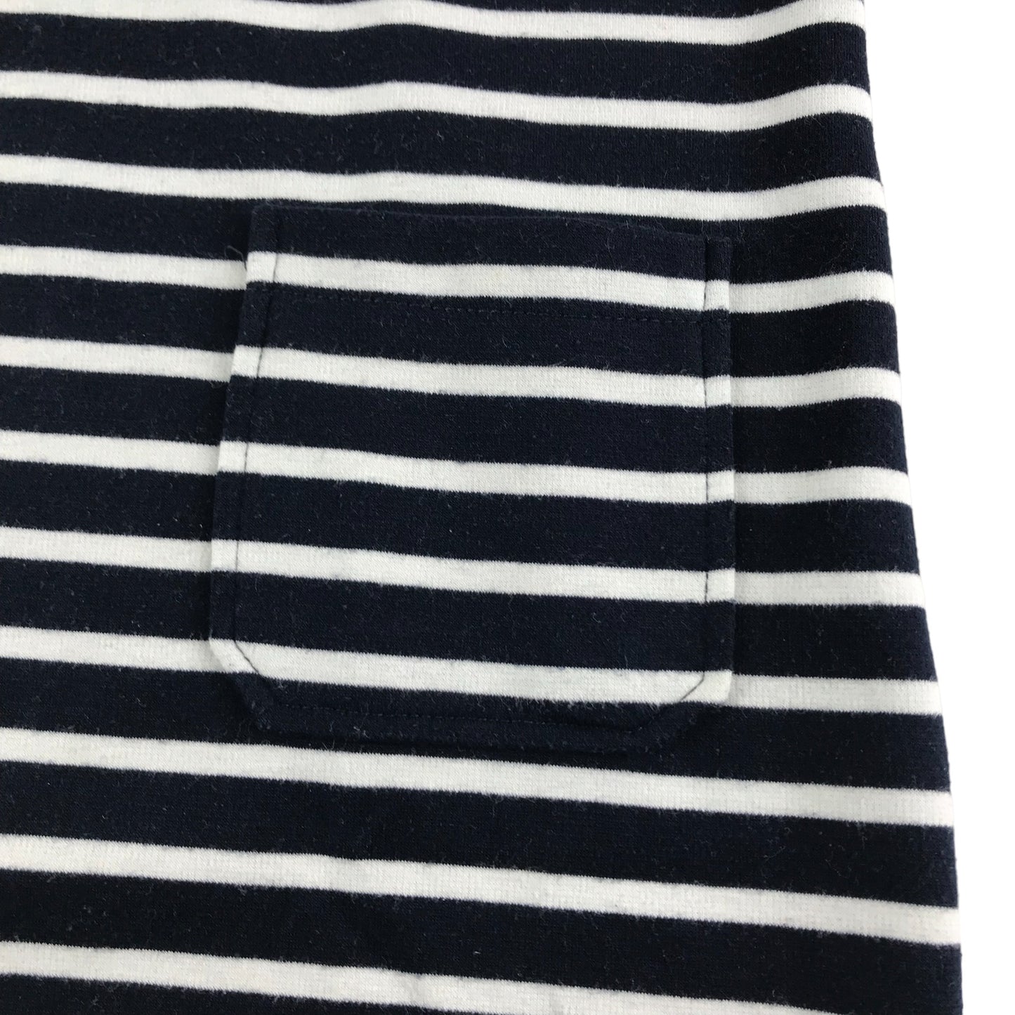 Monoprix Dress Age 11 Black White Stripy A-line Collared