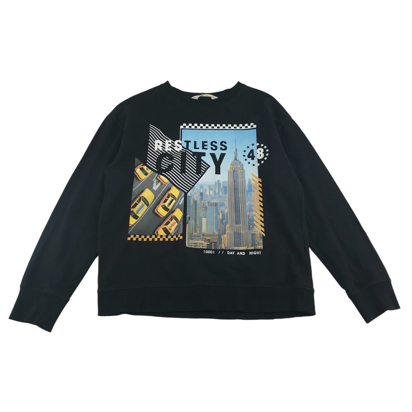 H&M sweater 13-14 years black New York print cotton