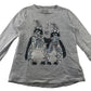 F&F Festive T-Shirt 7-8 Years Grey Penguin Sequin Graphic Cotton