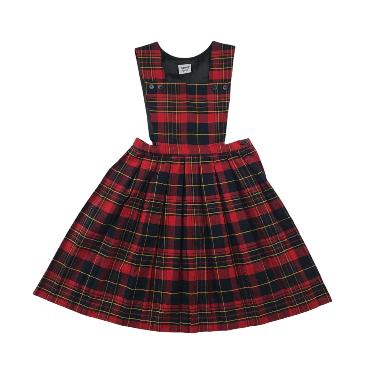 Red Tartan School Pinafore bib