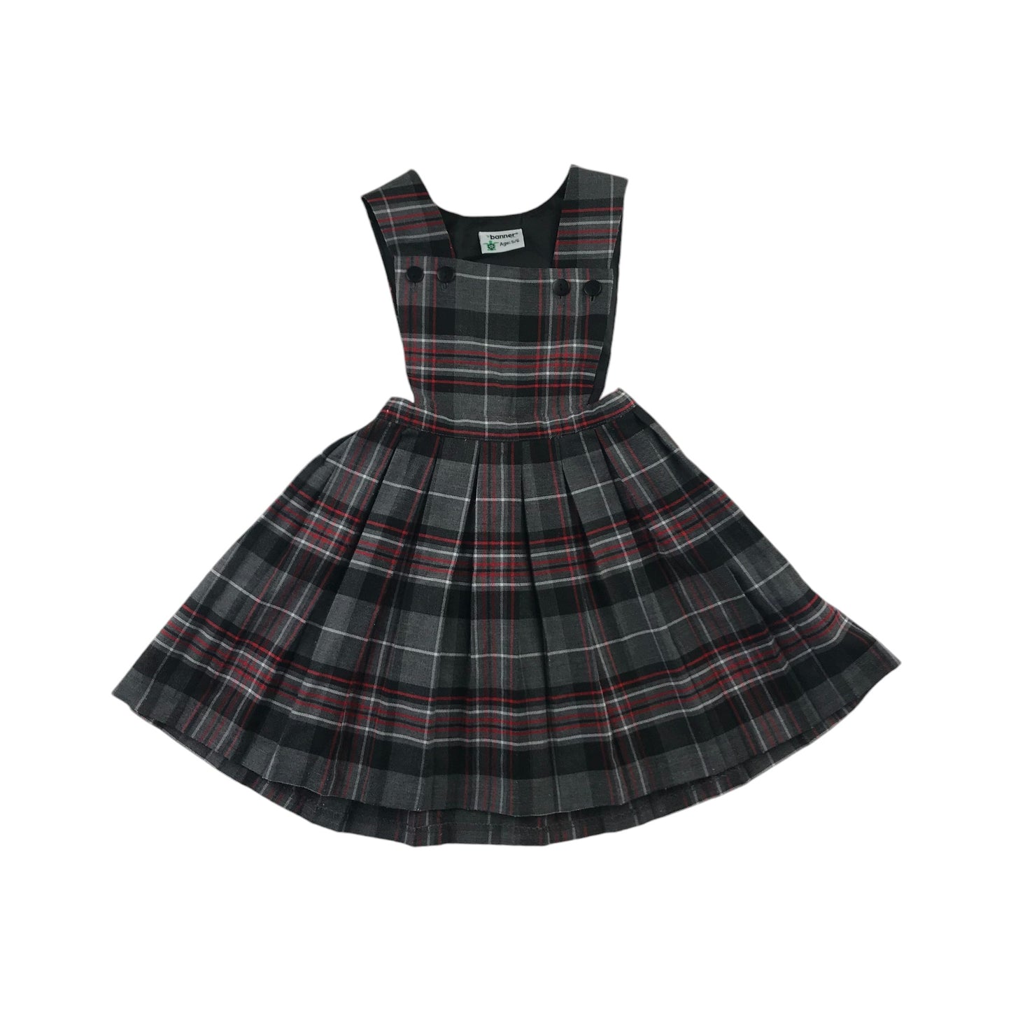 Grey and red Tartan School Pinafore