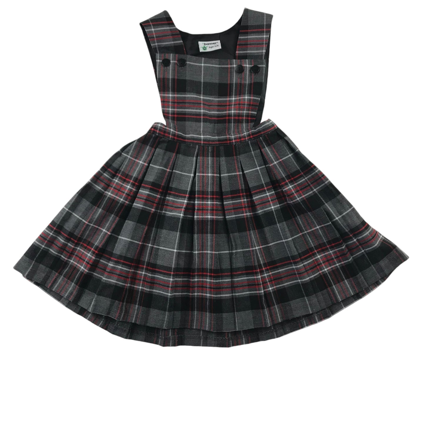 Grey and red Tartan School Pinafore