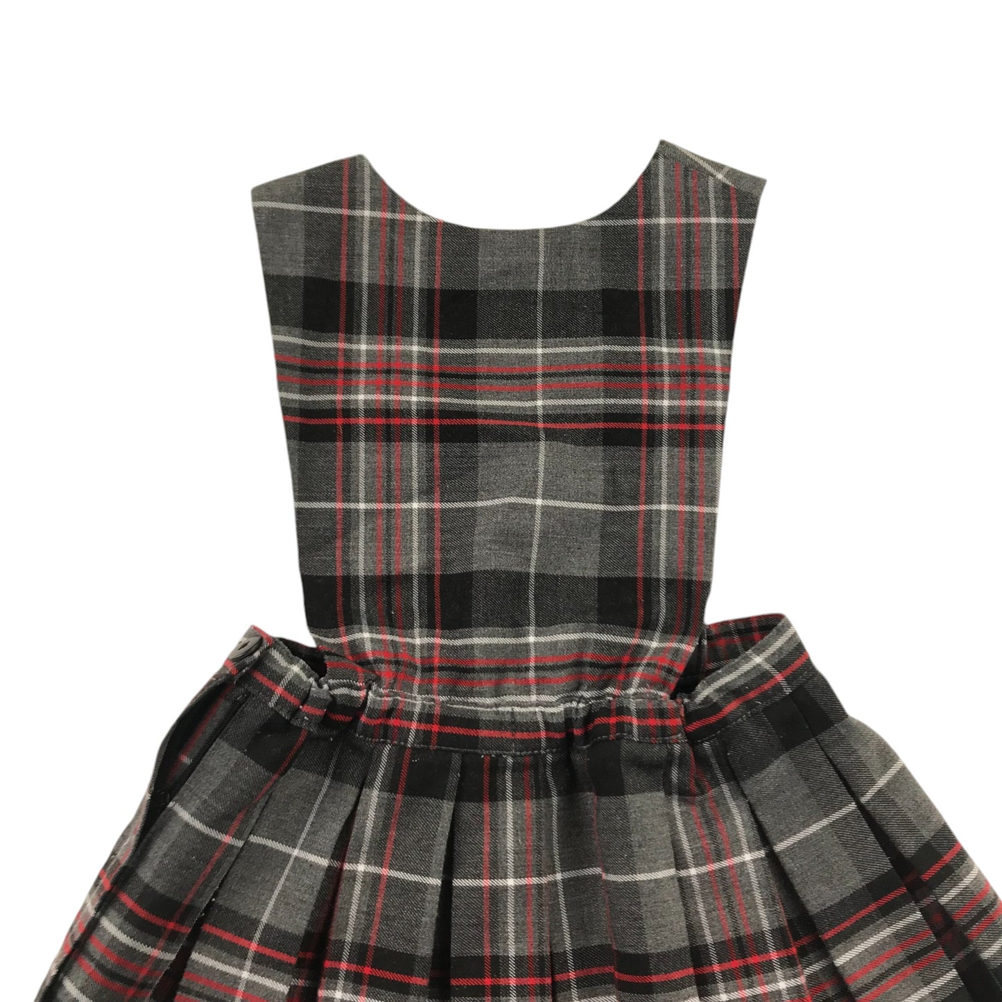 Grey and red Tartan School Pinafore