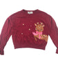 H&M Festive Jumper 5-6 Years Burgundy Reindeer with Sequin Bowtie Slightly Cropped Cotton