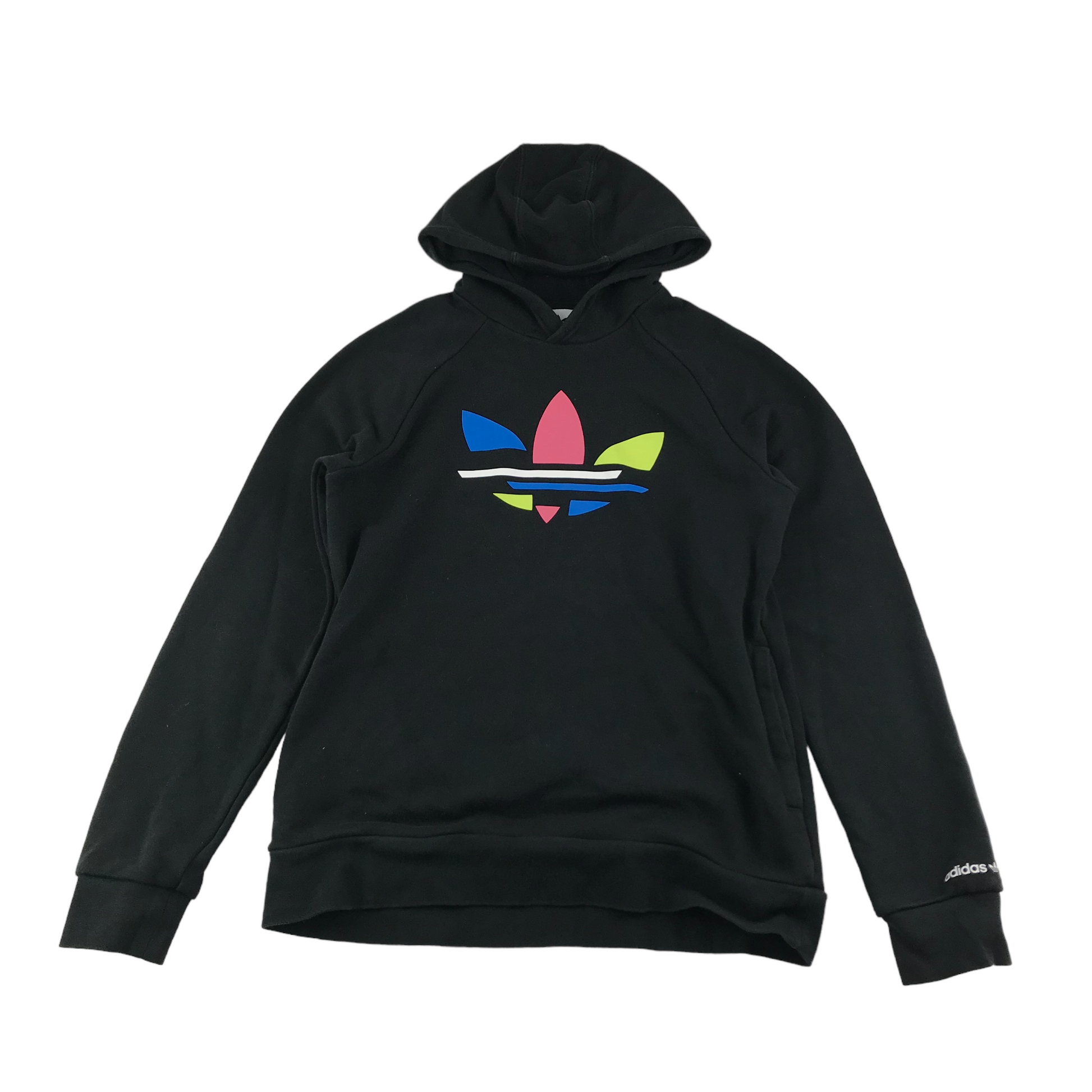 Adidas Hoodie Age 13 Black Colourful Logo Pullover ...