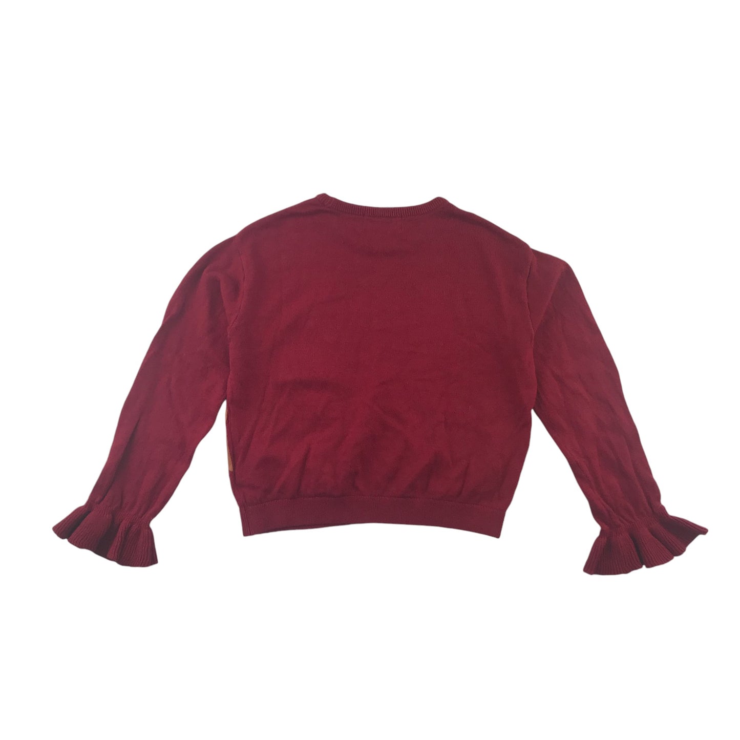 H&M Festive Jumper 5-6 Years Burgundy Reindeer with Sequin Bowtie Slightly Cropped Cotton