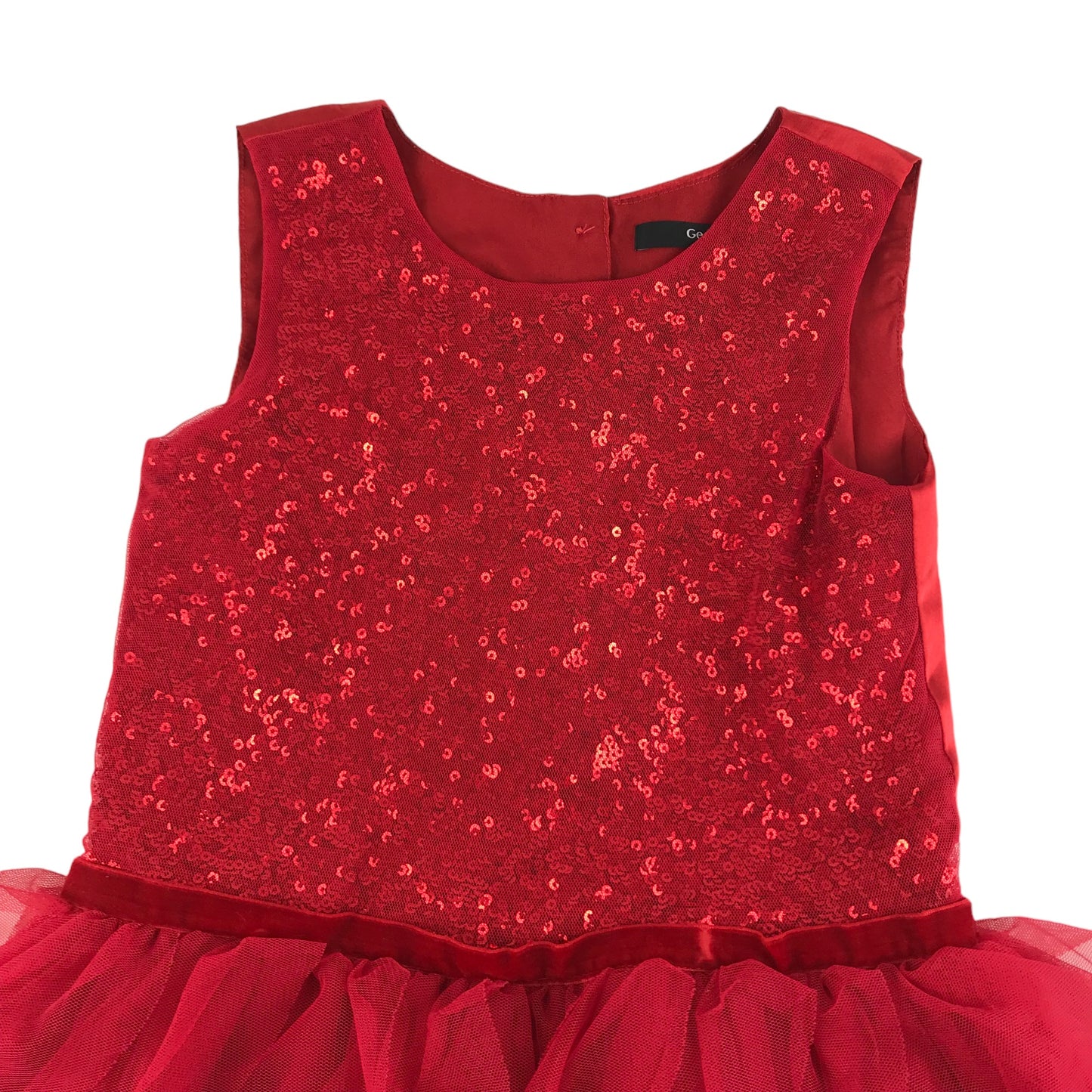 George Dress Age 5 Red Sparkly Sequin Top with Frilled Tulle Skirt