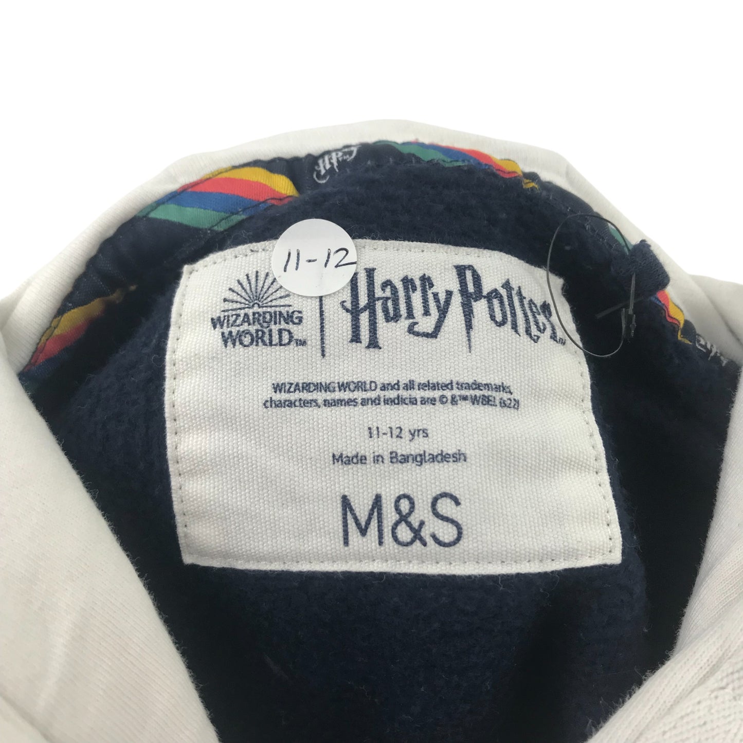 M&S hoodie 11-12 years white and navy cropped Harry Potter Quidditch