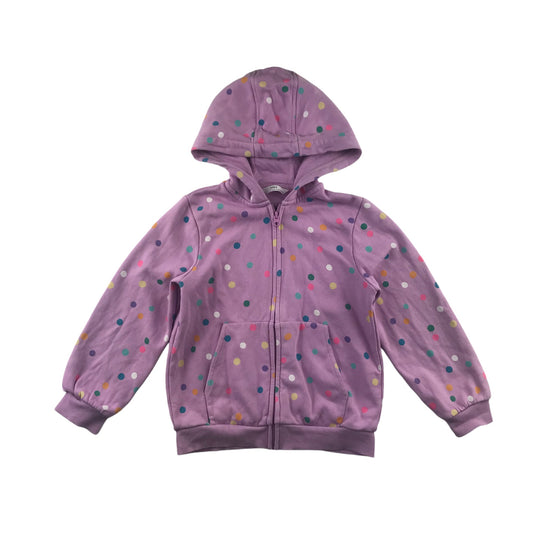 M&S hoodie 5-6 years lilac and multicolour polka dot full zipper