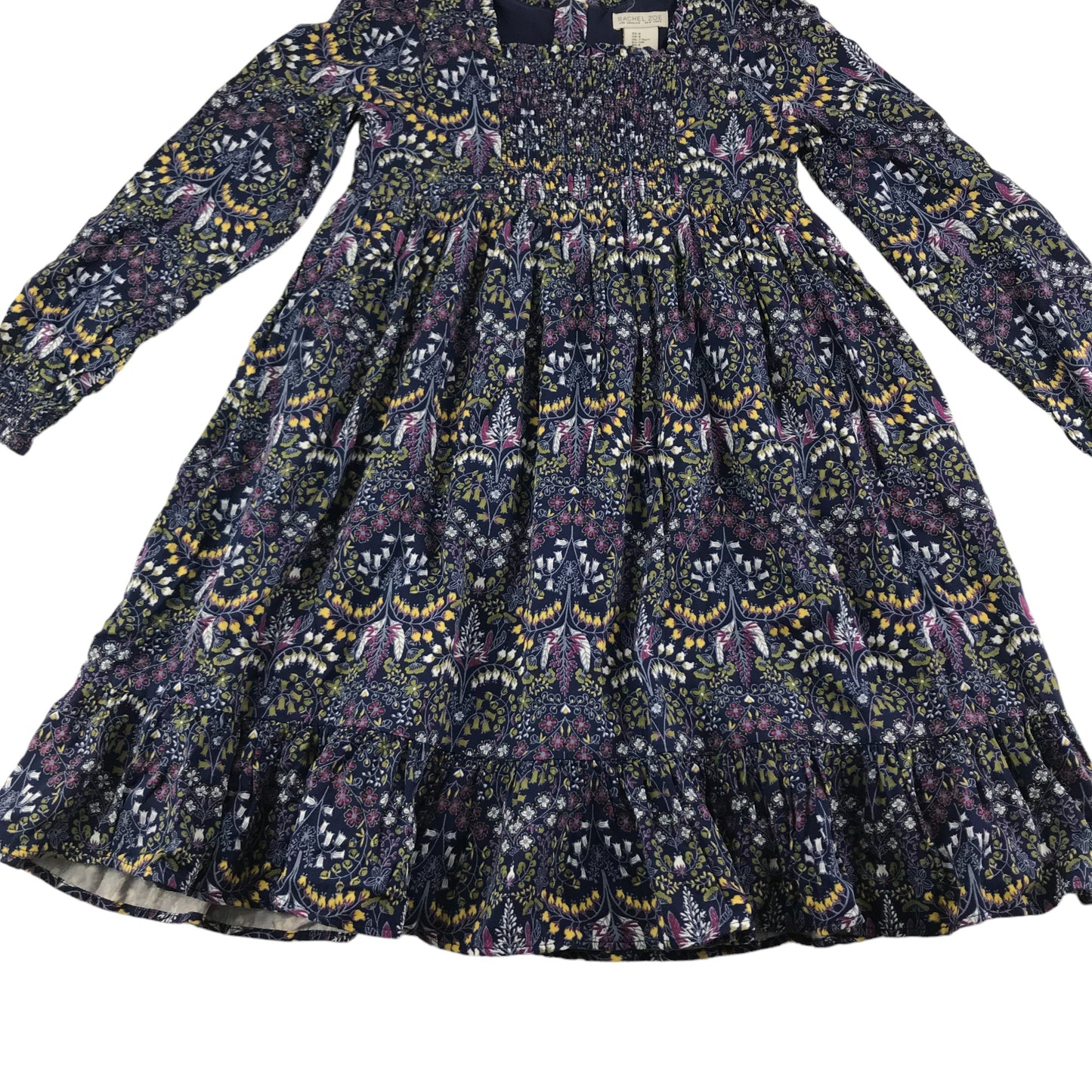 Rachel Zoe Dress Age 8 Navy Floral Empire Cut Long Sleeve