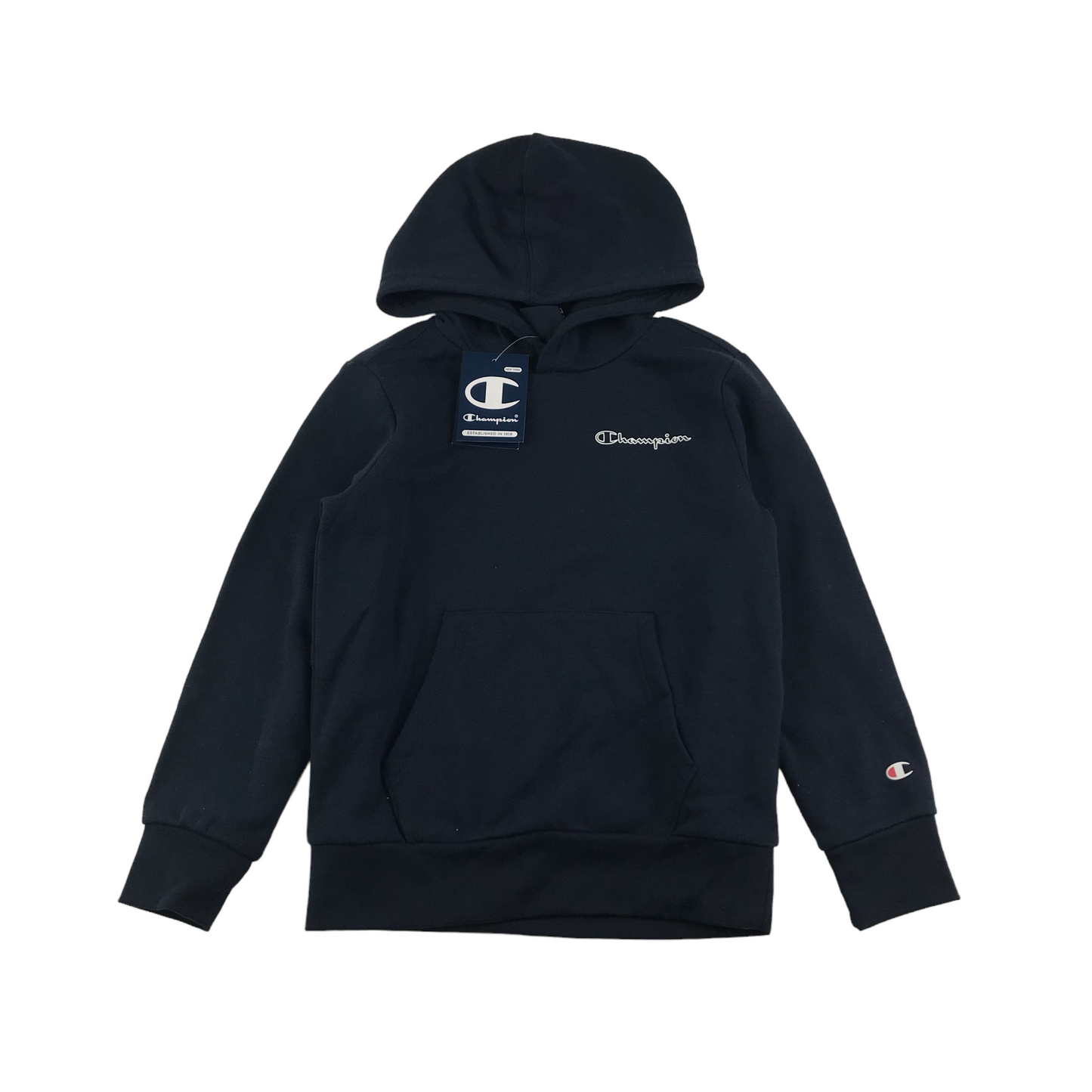 Champion Hoodie Age 7 Navy Plain Logo Pullover