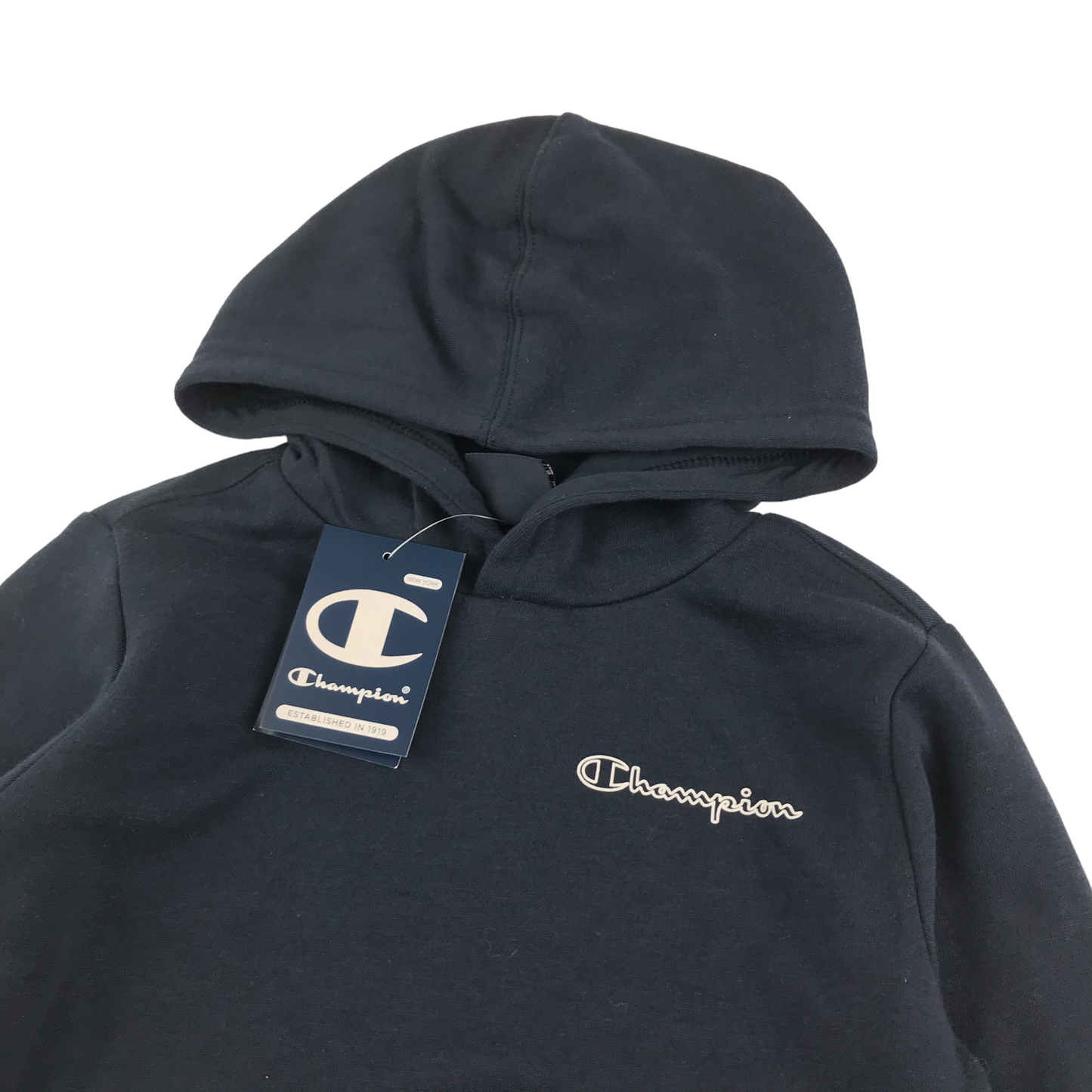 Champion Hoodie Age 7 Navy Plain Logo Pullover