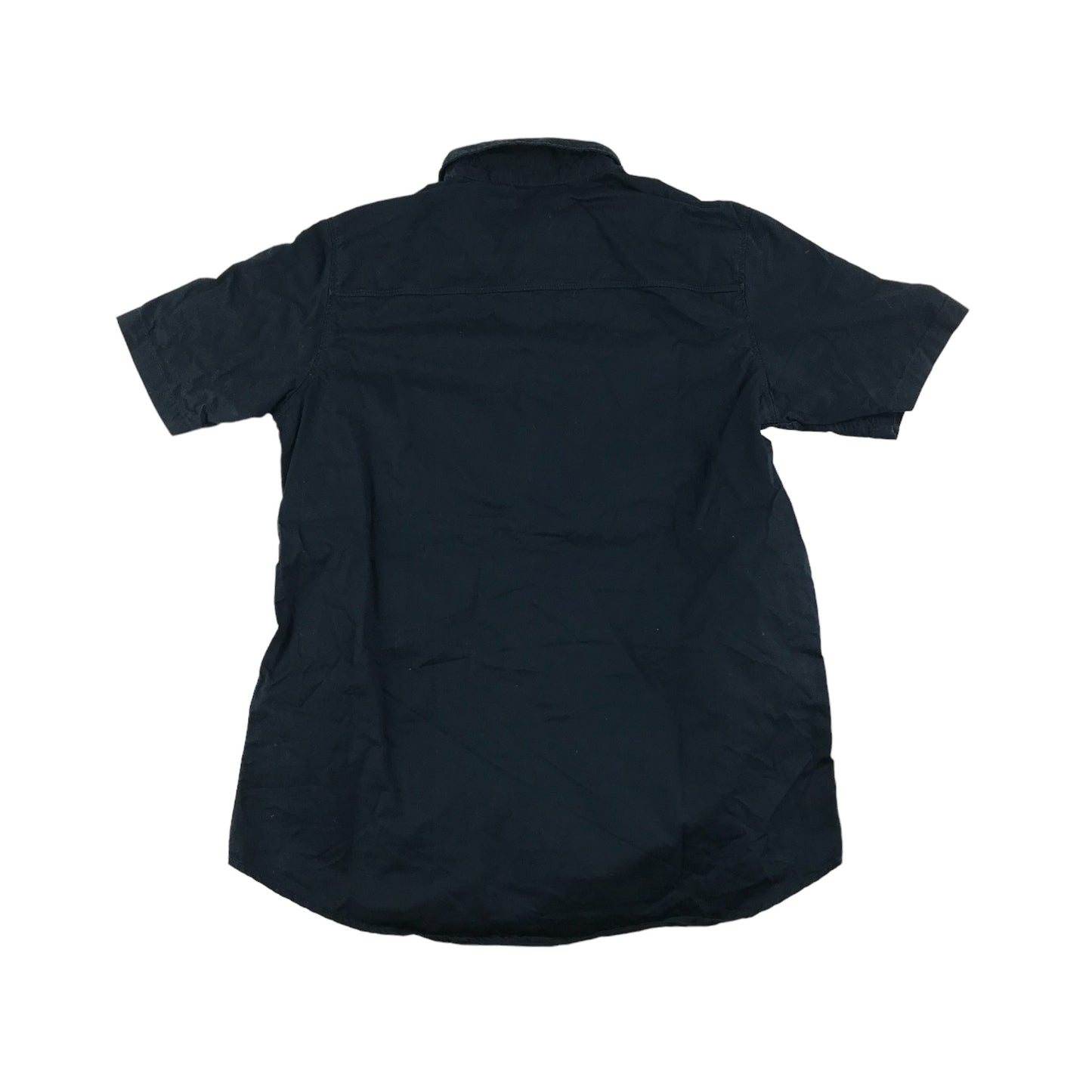 H&M Shirt Age 11 Dark Navy Short Sleeve Button Up Cotton