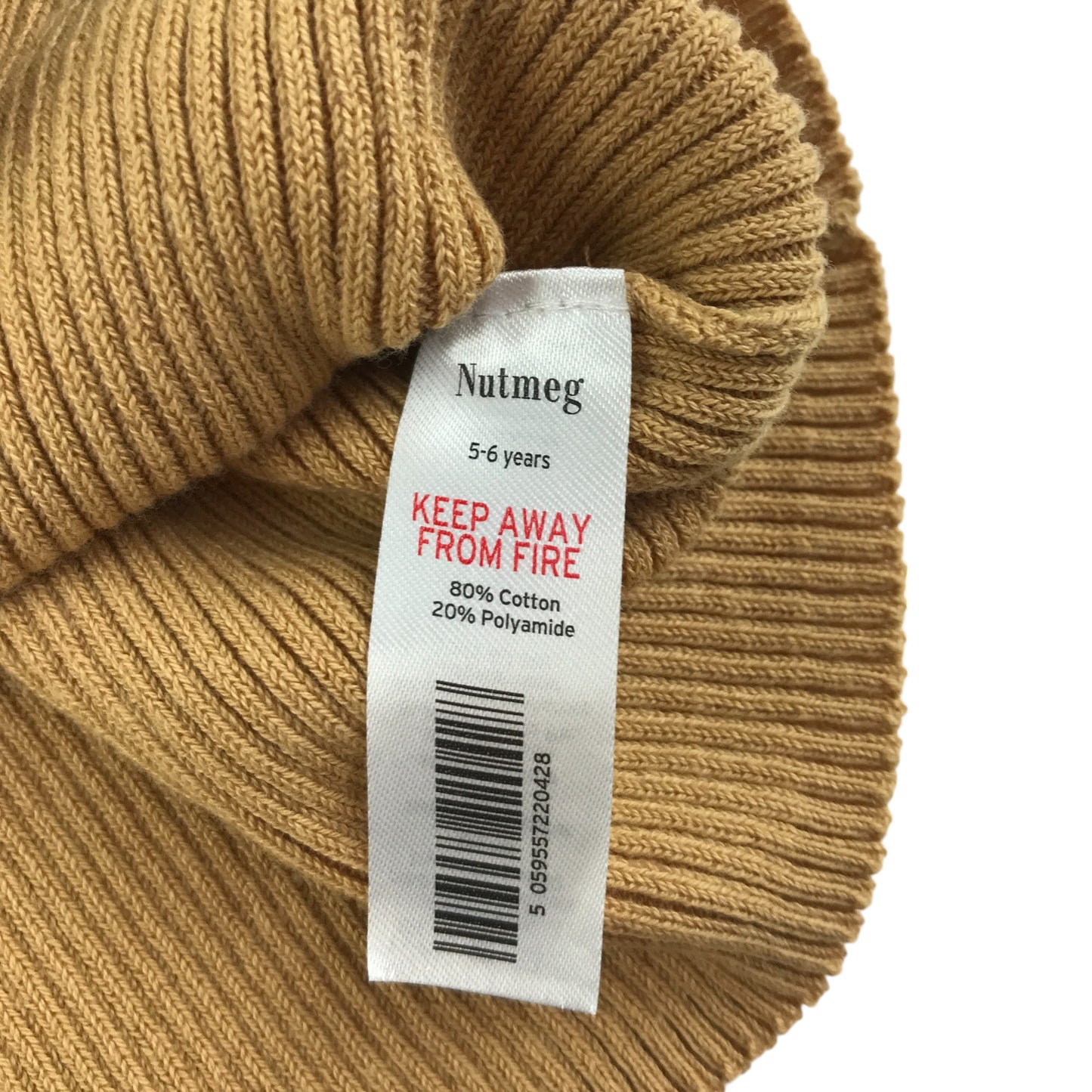 Nutmeg jumper 5-6 years mustard yellow ribbed texture turtle-neck scalloped