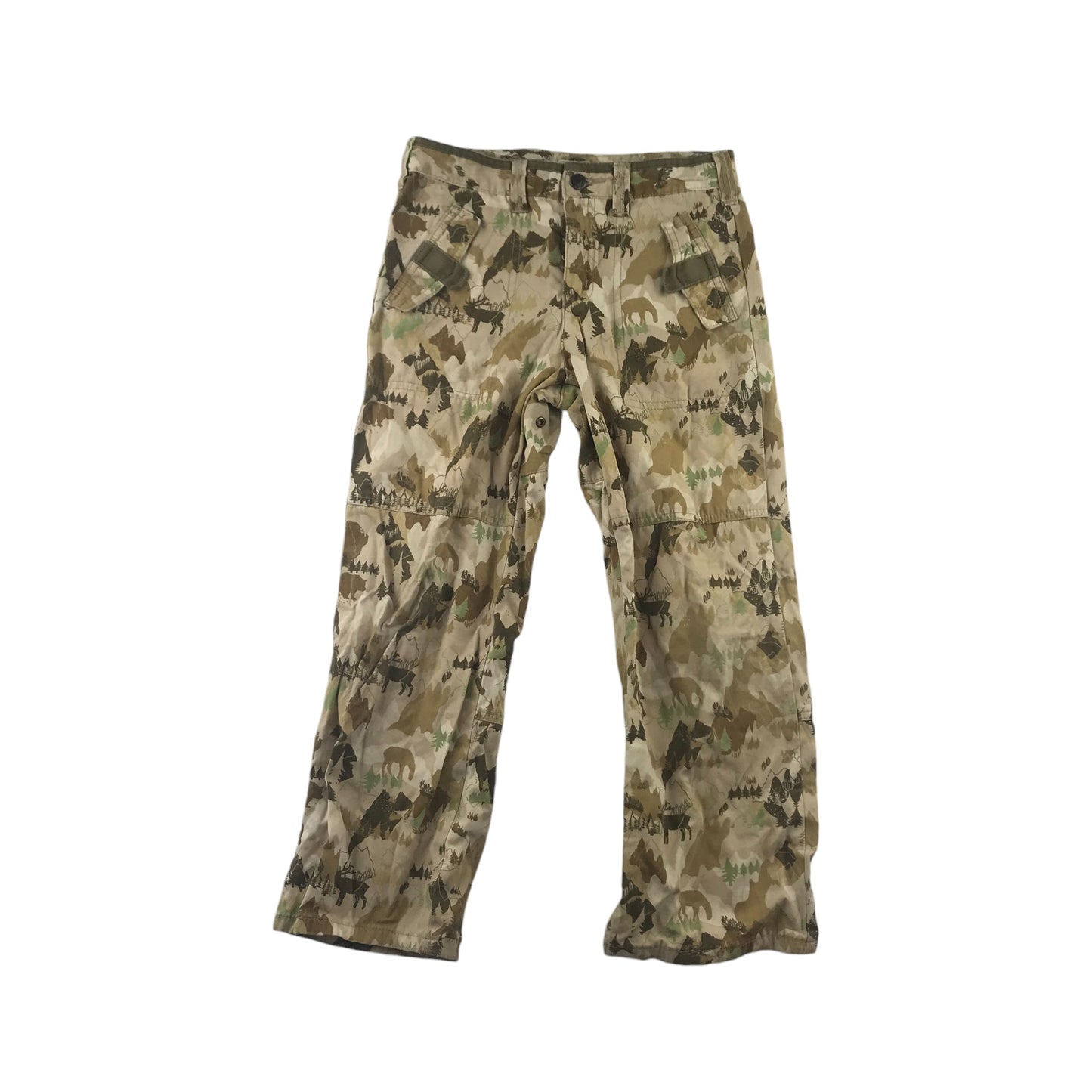 Monsoon cargo trousers beige and brown camping theme cotton