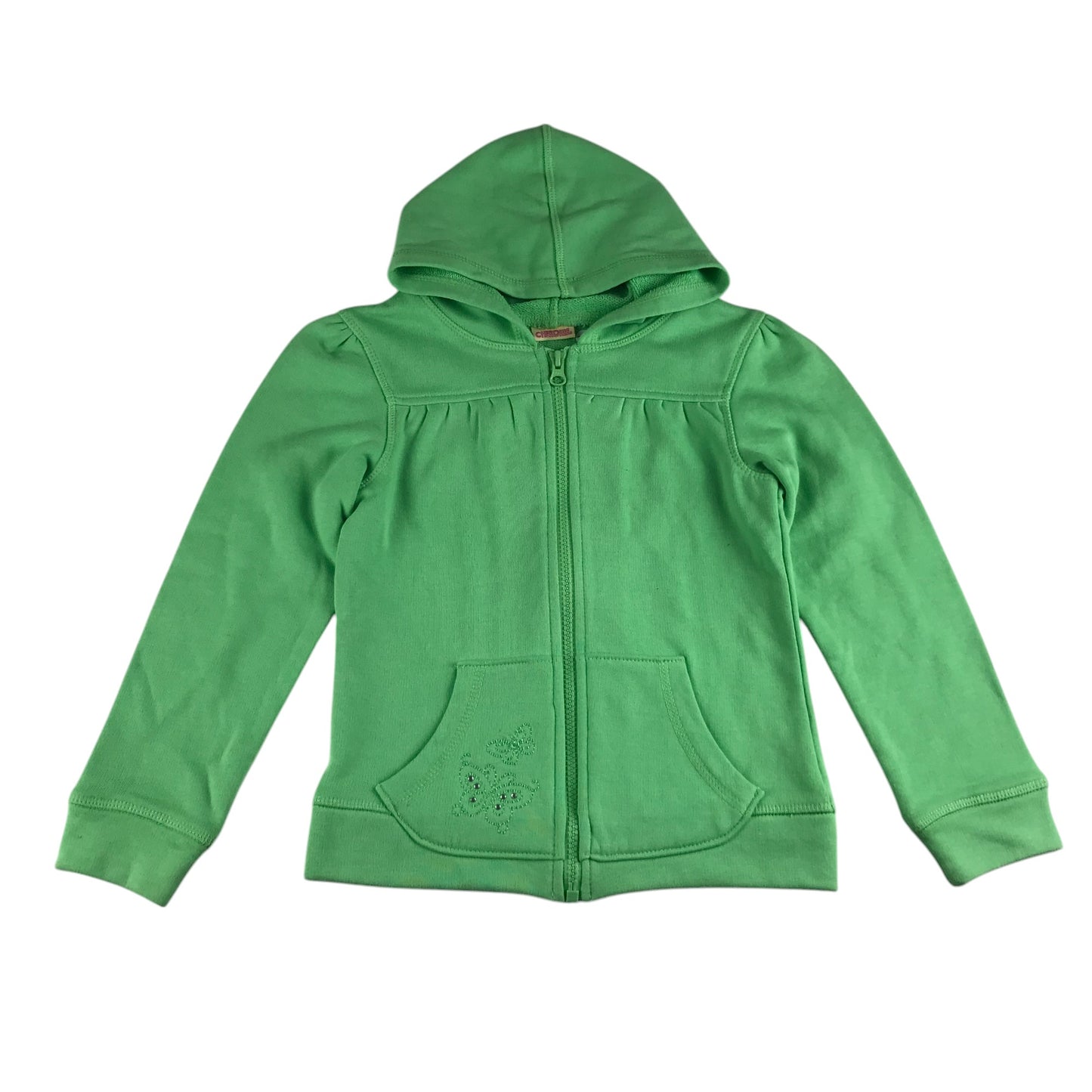 Cherokee hoodie 7-8 years green full zipper butterfly embroidery