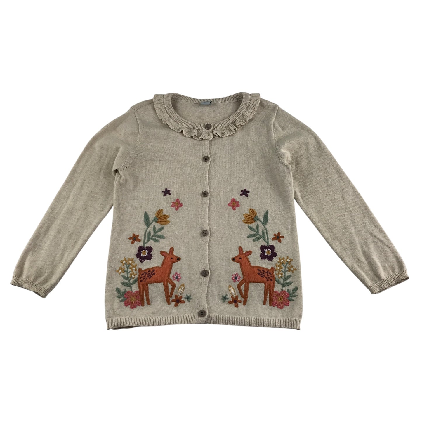 Tu cardigan 6-7 years grey with embroidered deer and flowers