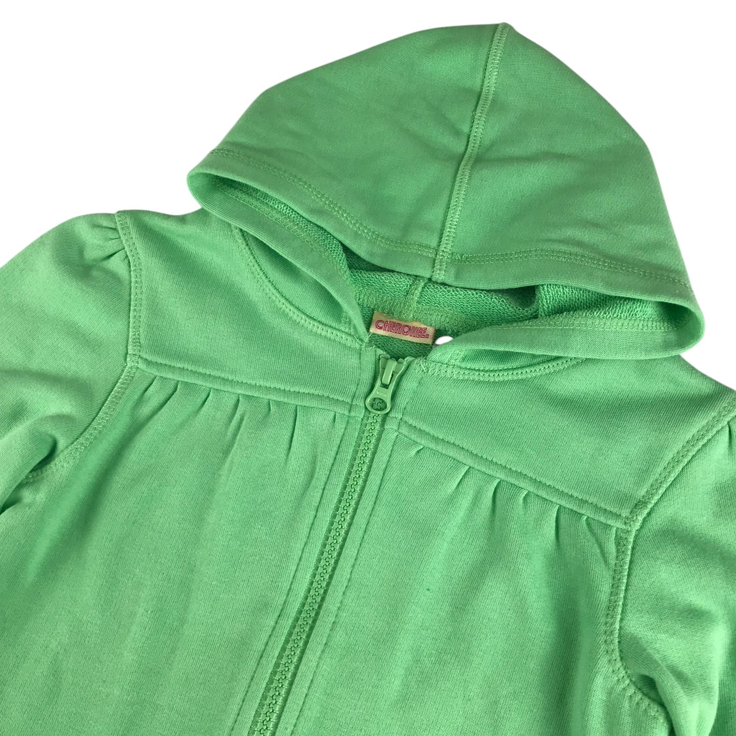 Cherokee hoodie 7-8 years green full zipper butterfly embroidery