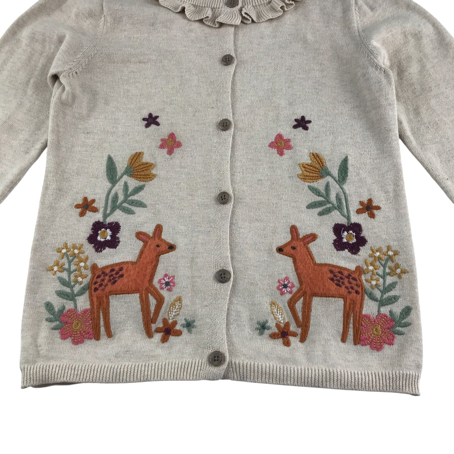 Tu cardigan 6-7 years grey with embroidered deer and flowers