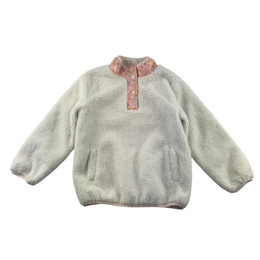 Nutmeg fleece 5-6 years white and peachy warm button up neck