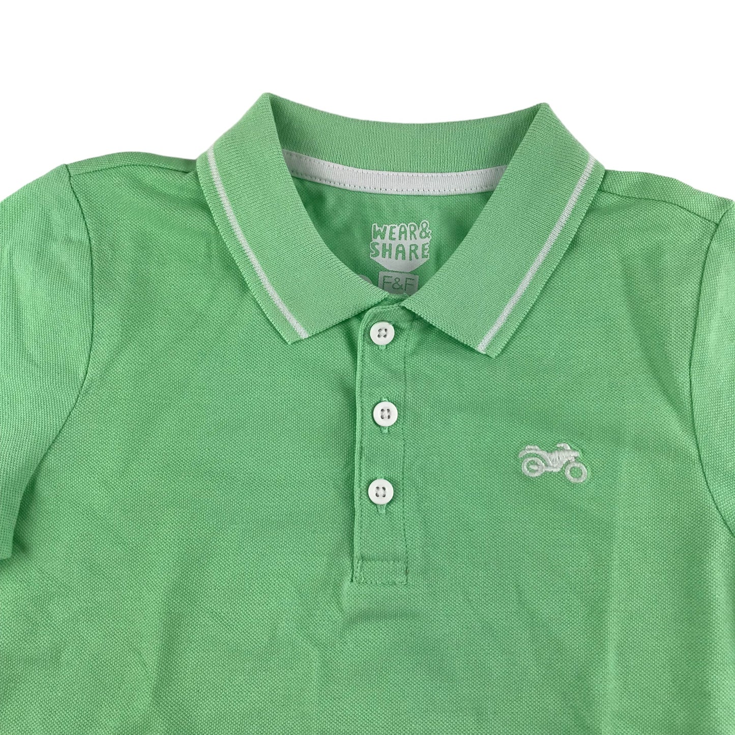 F&F Polo Shirt Age 5 Light Green Short Sleeve Button Up Neck