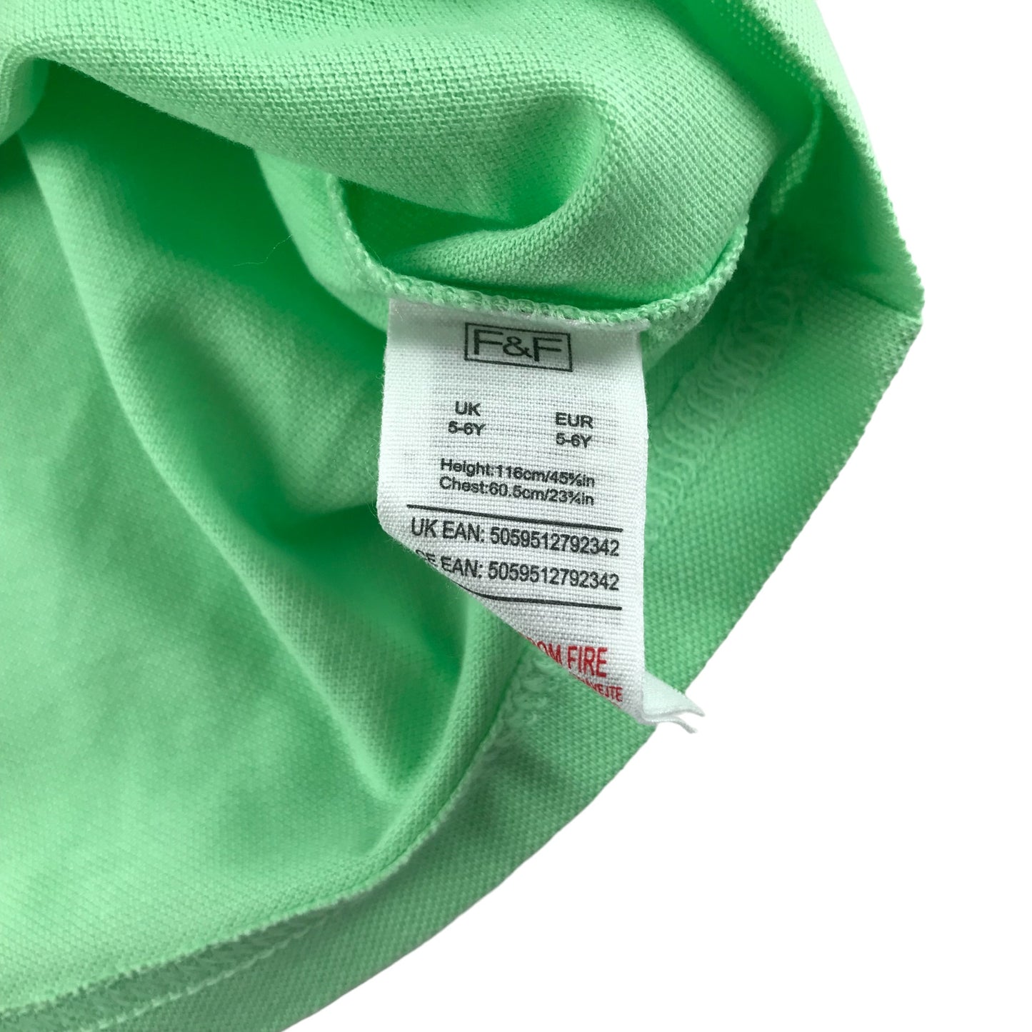 F&F Polo Shirt Age 5 Light Green Short Sleeve Button Up Neck