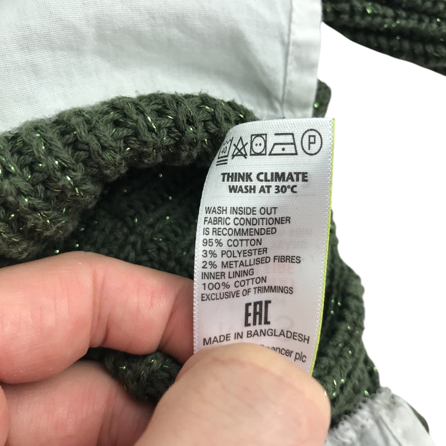 M&S sweater 6-7 years khaki crewneck with embroidered patches