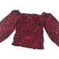 M&S blouse 8-9 years red leopard spot pattern box neckline