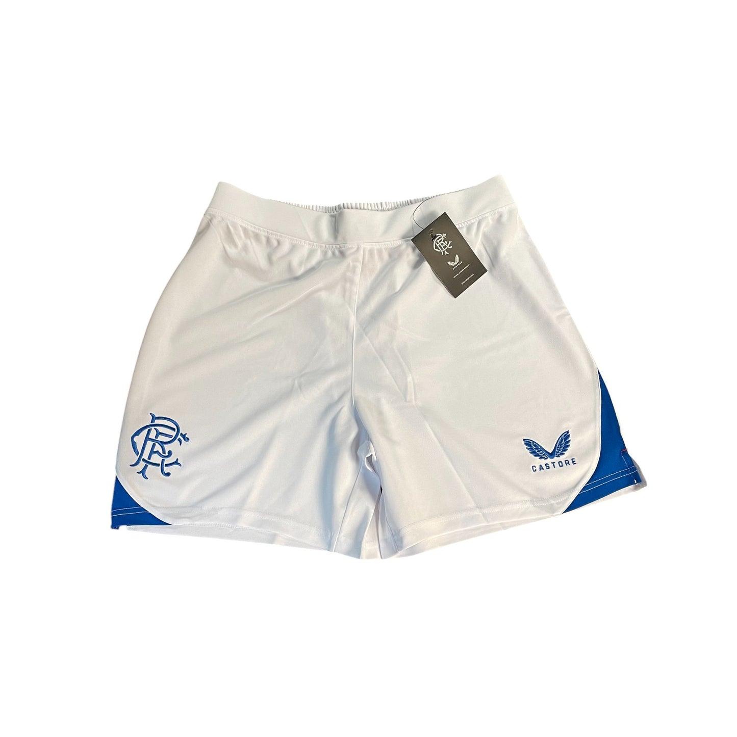 Castore Rangers FC Home shorts women size UK 8 white and blue with elasticated waistband