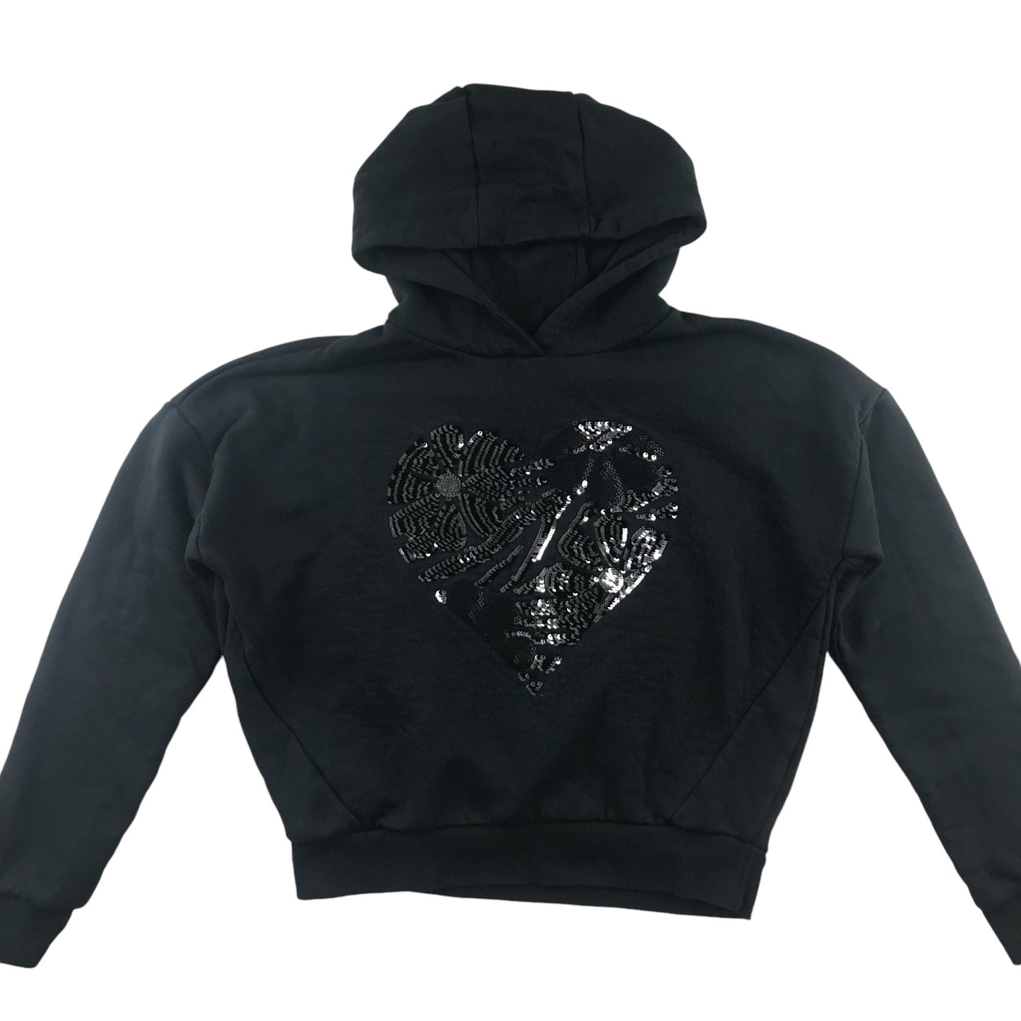 F&F hoodie 12-13 years black cropped sequin heart pullover