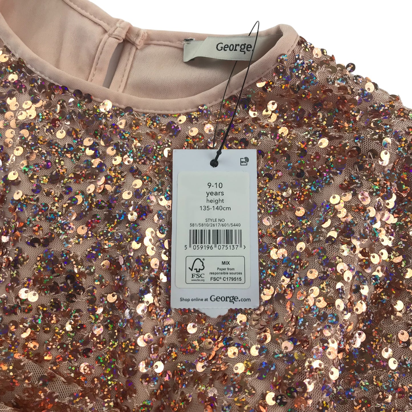 George blouse 9-10 years golden sequin sparkly short sleeve