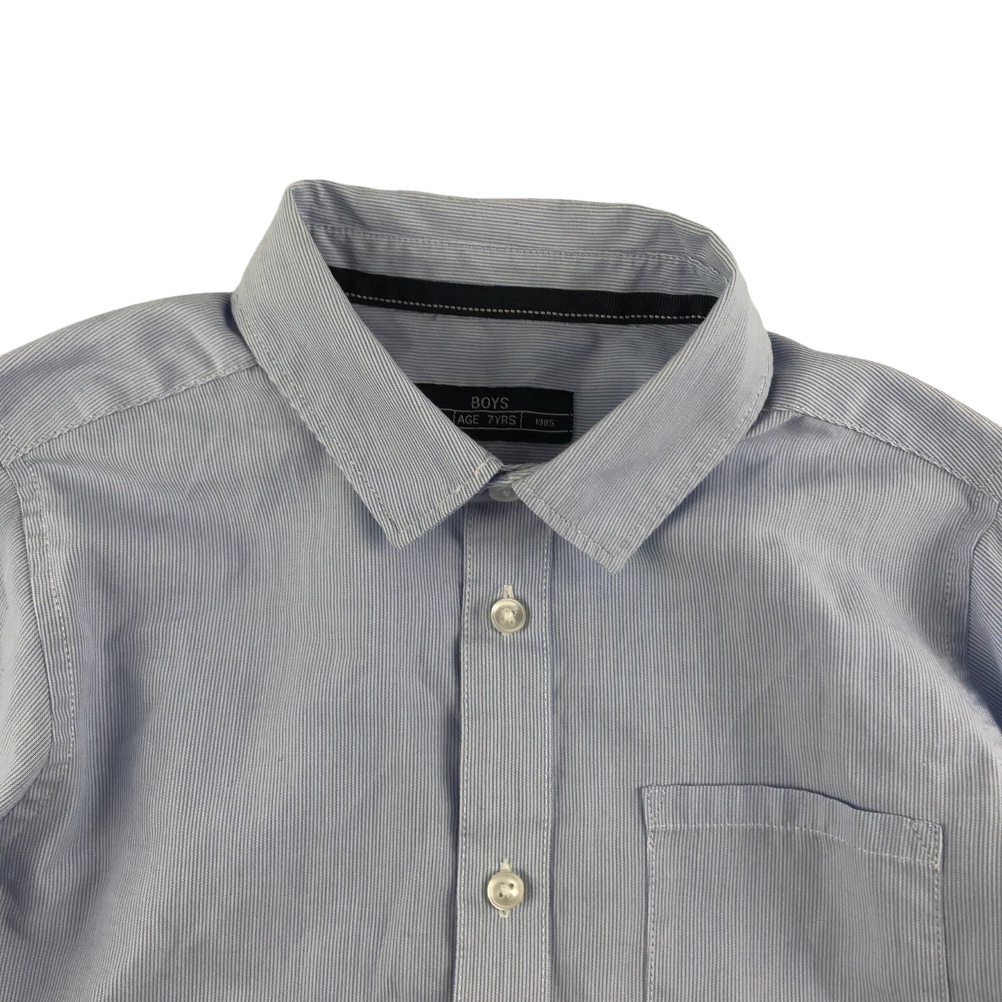 Matalan Shirt Age 7 Blue White Stripy Smart Long Sleeve Button Up