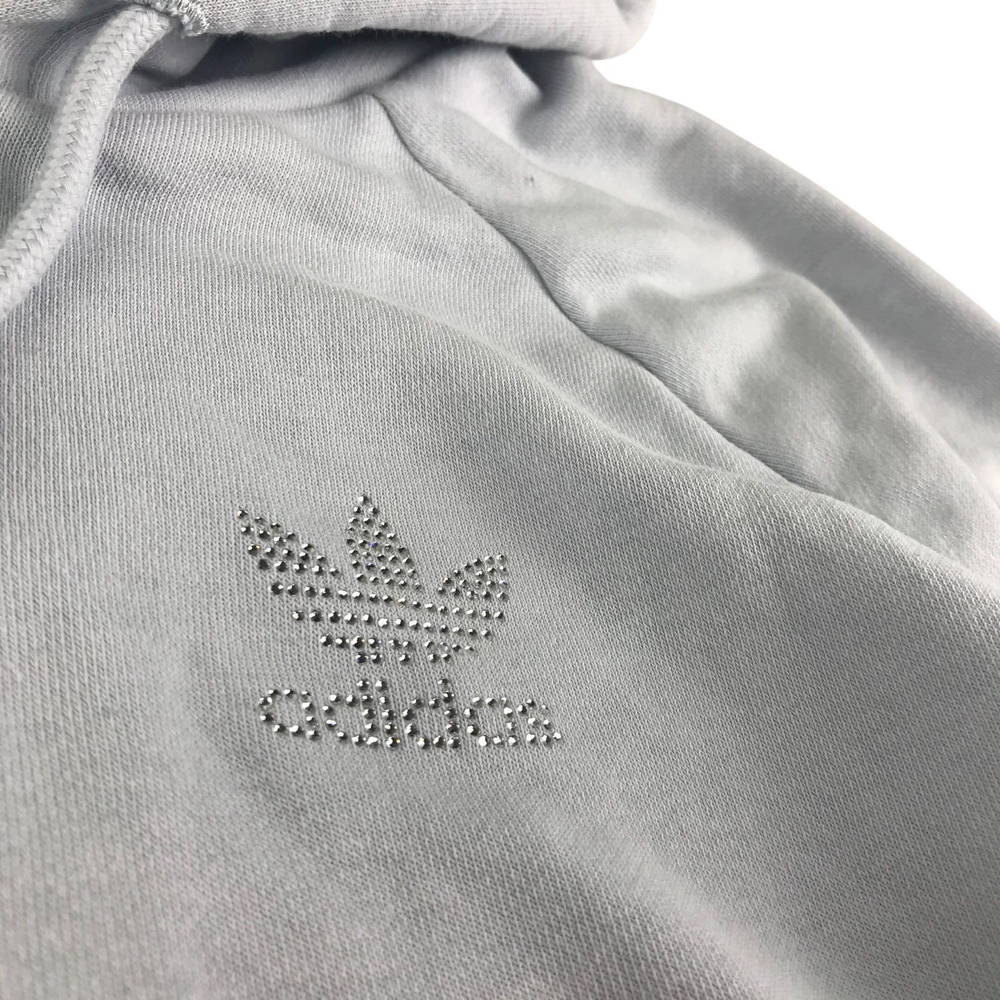 Adidas hoodie women size UK 8 light blue cropped with sequin details